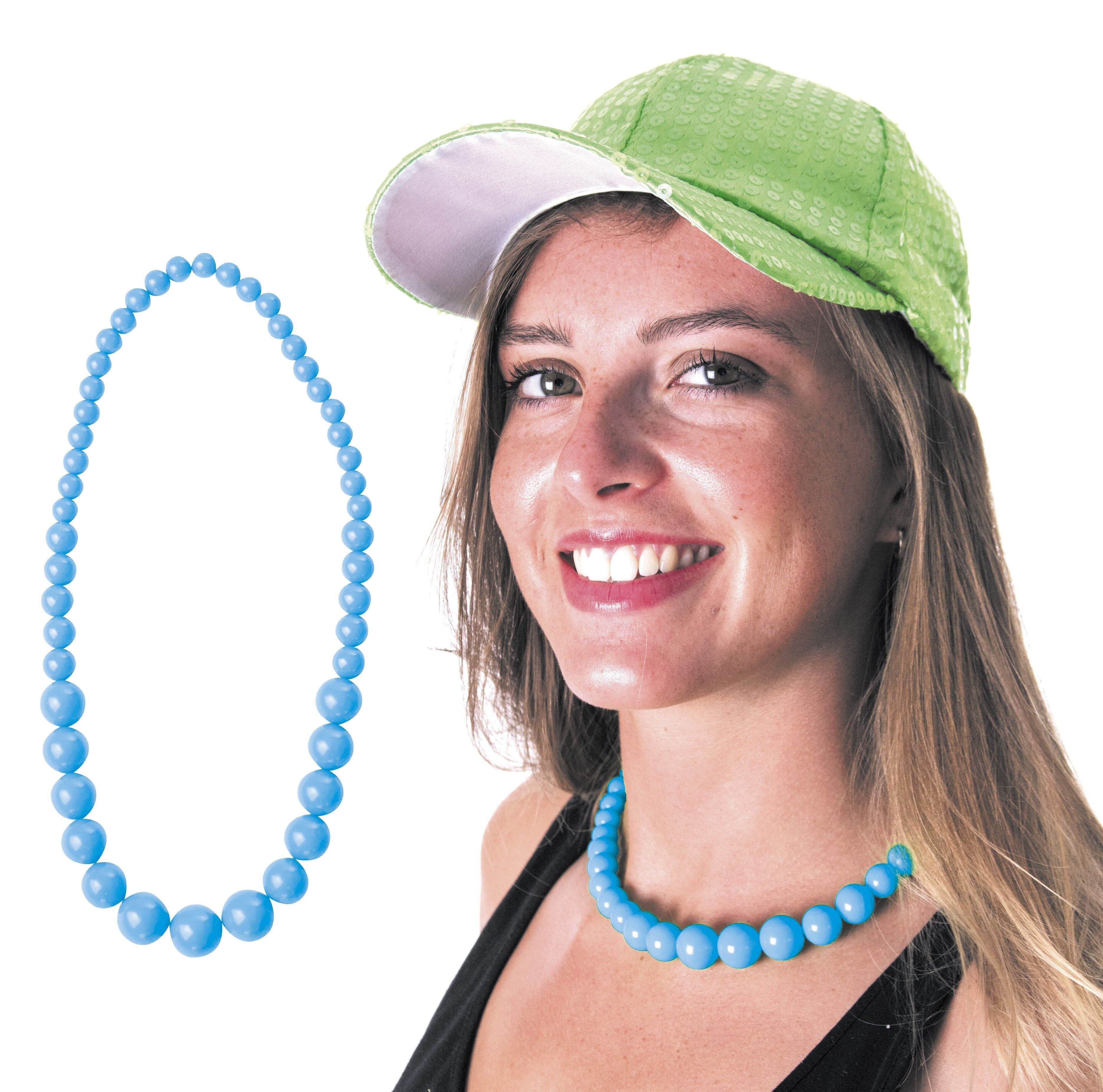 COLLANA DI PERLE BLU NEON