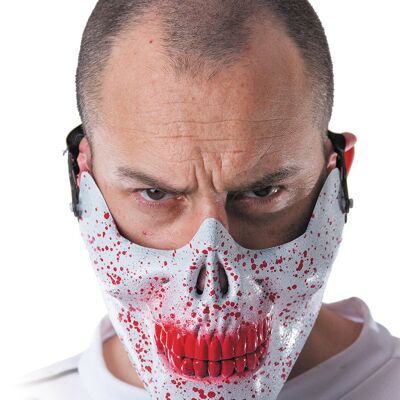 DEMI MASQUE TÊTE DE MORT ENSANGLANTEE