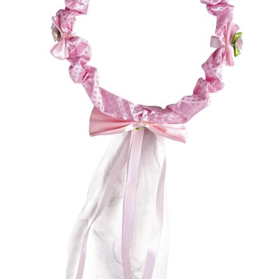 CORONA DI FIORI ROSA CON NASTRO