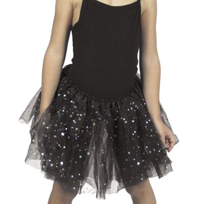 TUTU NOIR FEE AVEC ETOILES HOLOGRAMME 6-8 ANS
