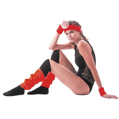 SET BANDEAU ET POIGNETS EPONGE ROUGE