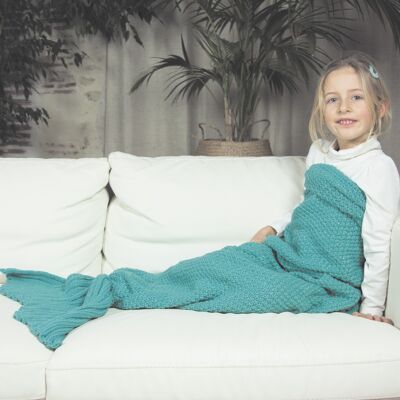 WATER GREEN MERMAID TAIL CROCHET PLAID
