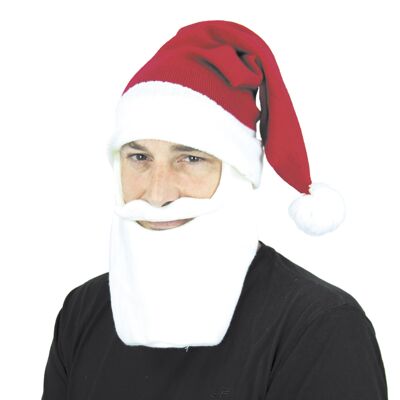 KNITTED SANTA CLAUS HAT AND BEARD