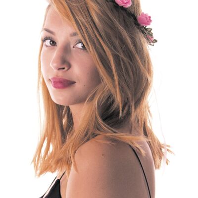 COURONNE DE FLEURS ROSES
