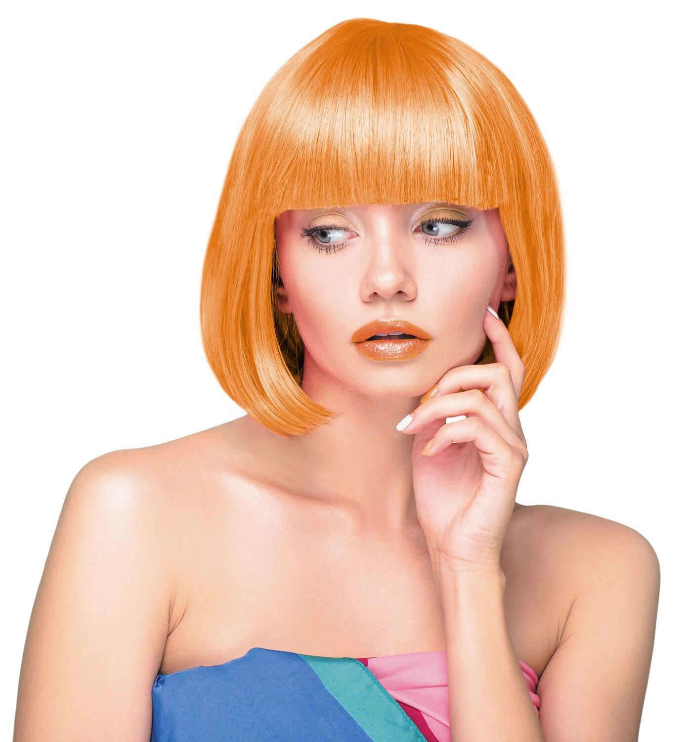 Parrucca da cabaret arancione neon