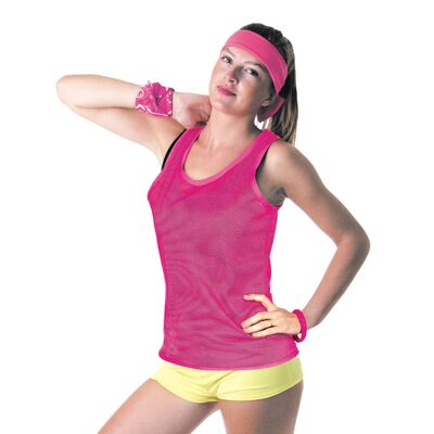 80'S FISHNET TANK TOP NEON PINK SIZE L