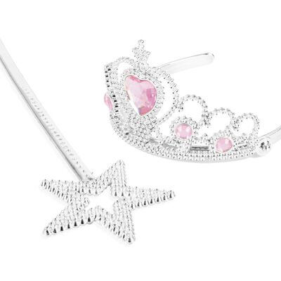 SET DE DIADEMA DE HADA + VARITA DE PLATA