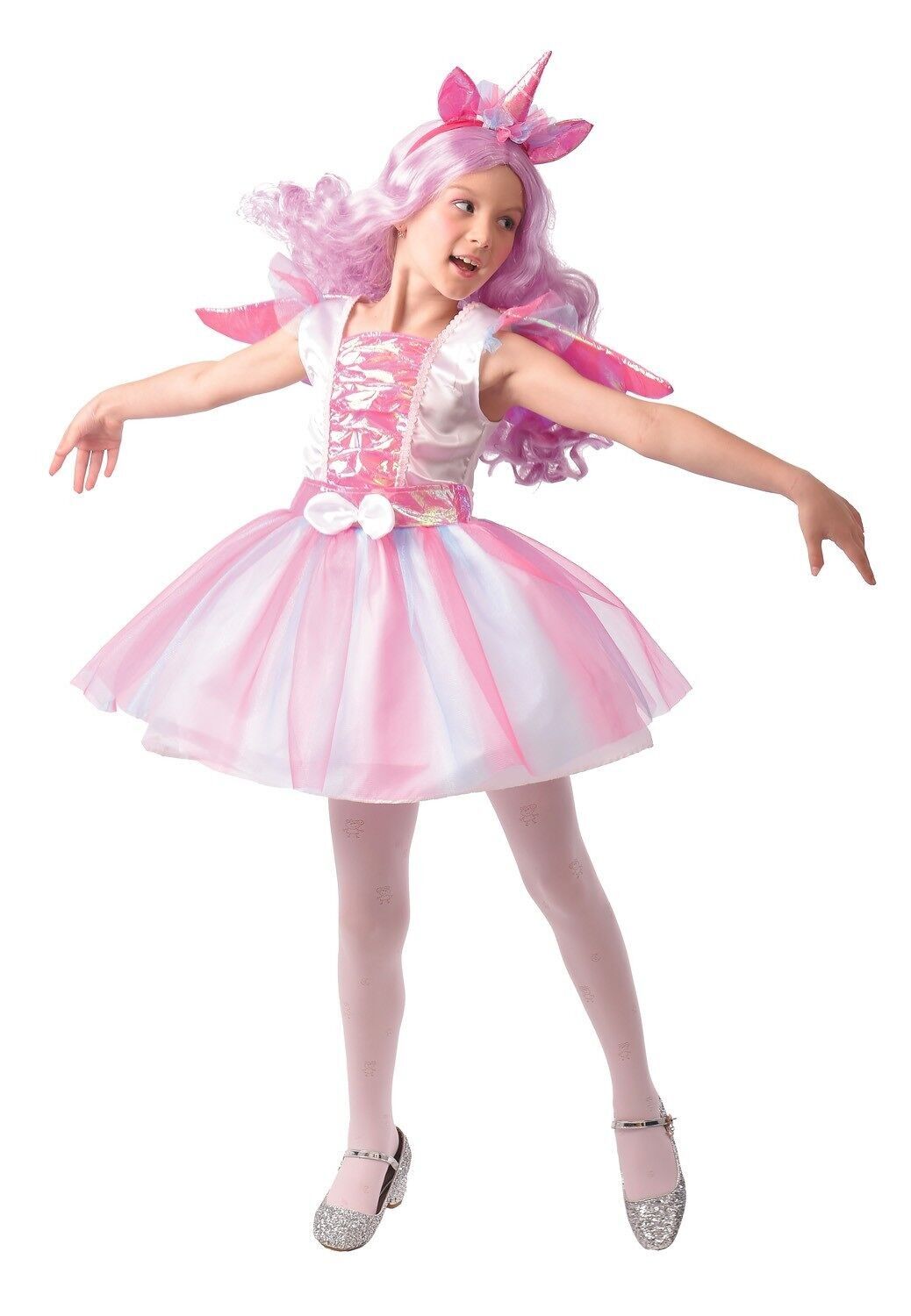 COSTUME UNICORNO ROSA IRIDESCENTE 7-9 ANNI