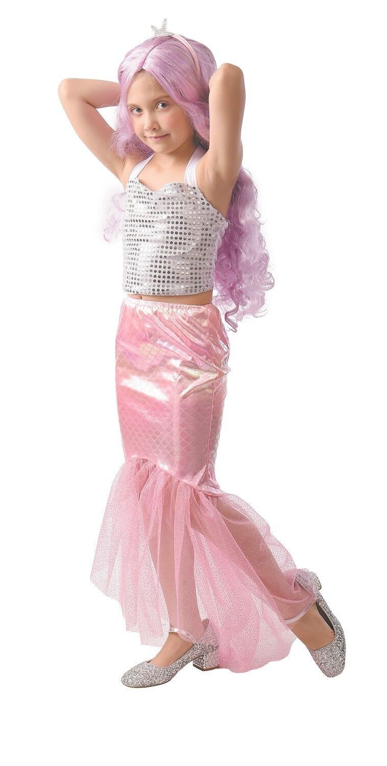 CODA DA SIRENA ROSA + CERCHIETTO 7-9 ANNI