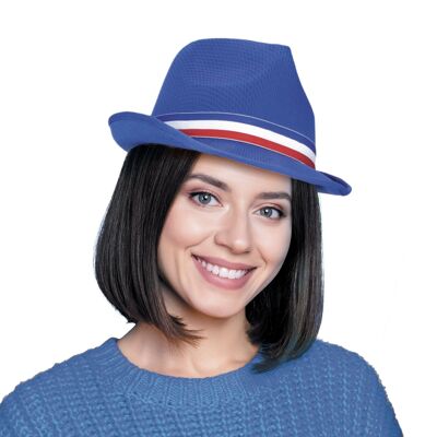 NASTRO BORSALINO POLIESTERE TRICOLORE BLU