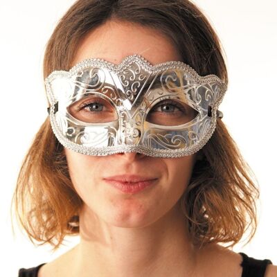 MASCHERA DI CARNEVALE ARGENTO METALLIZZATO
