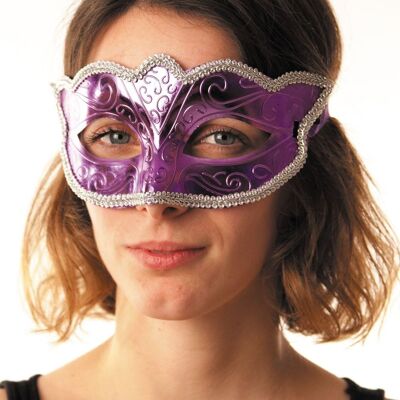 MASCHERA DI CARNEVALE VIOLA METALLIZZATA