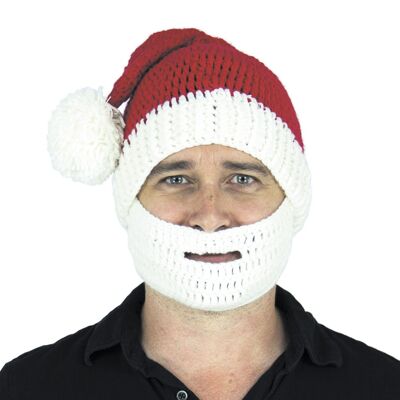 CAPPELLO DI NATALE E BARBA LAVORATI A MAGLIA