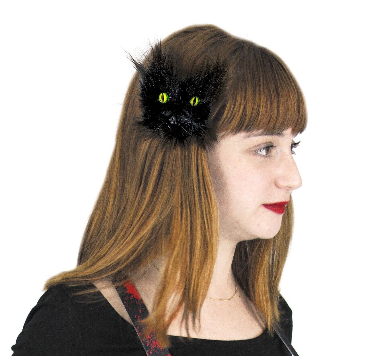 FERMACAPELLINO CON TESTA DI GATTO NERO