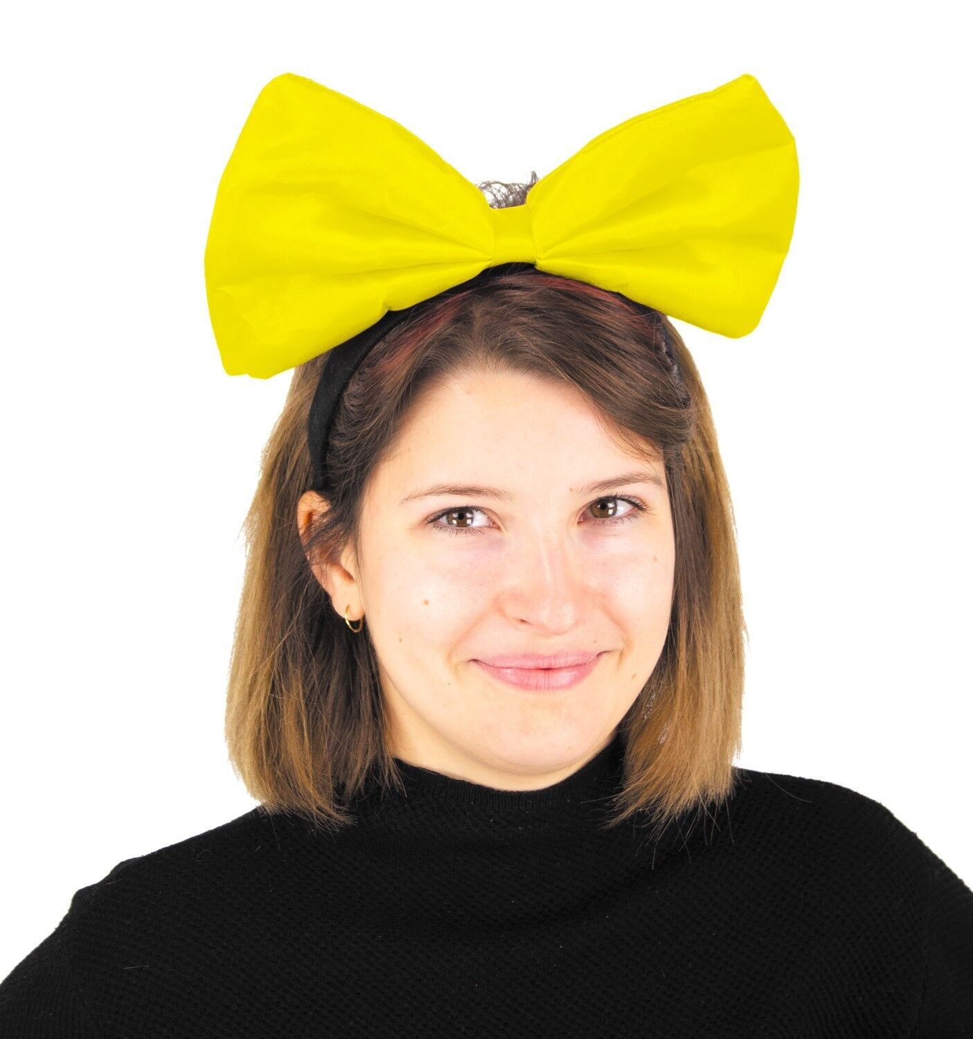 Fascia per capelli con fiocco giallo neon