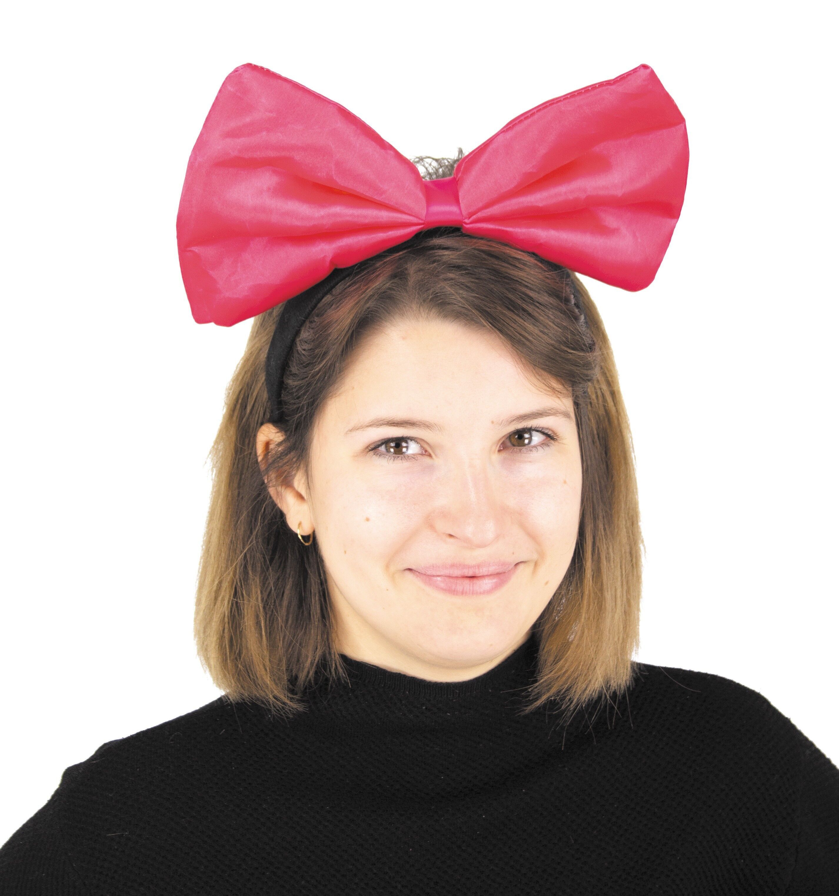 Fascia per capelli con fiocco rosa neon