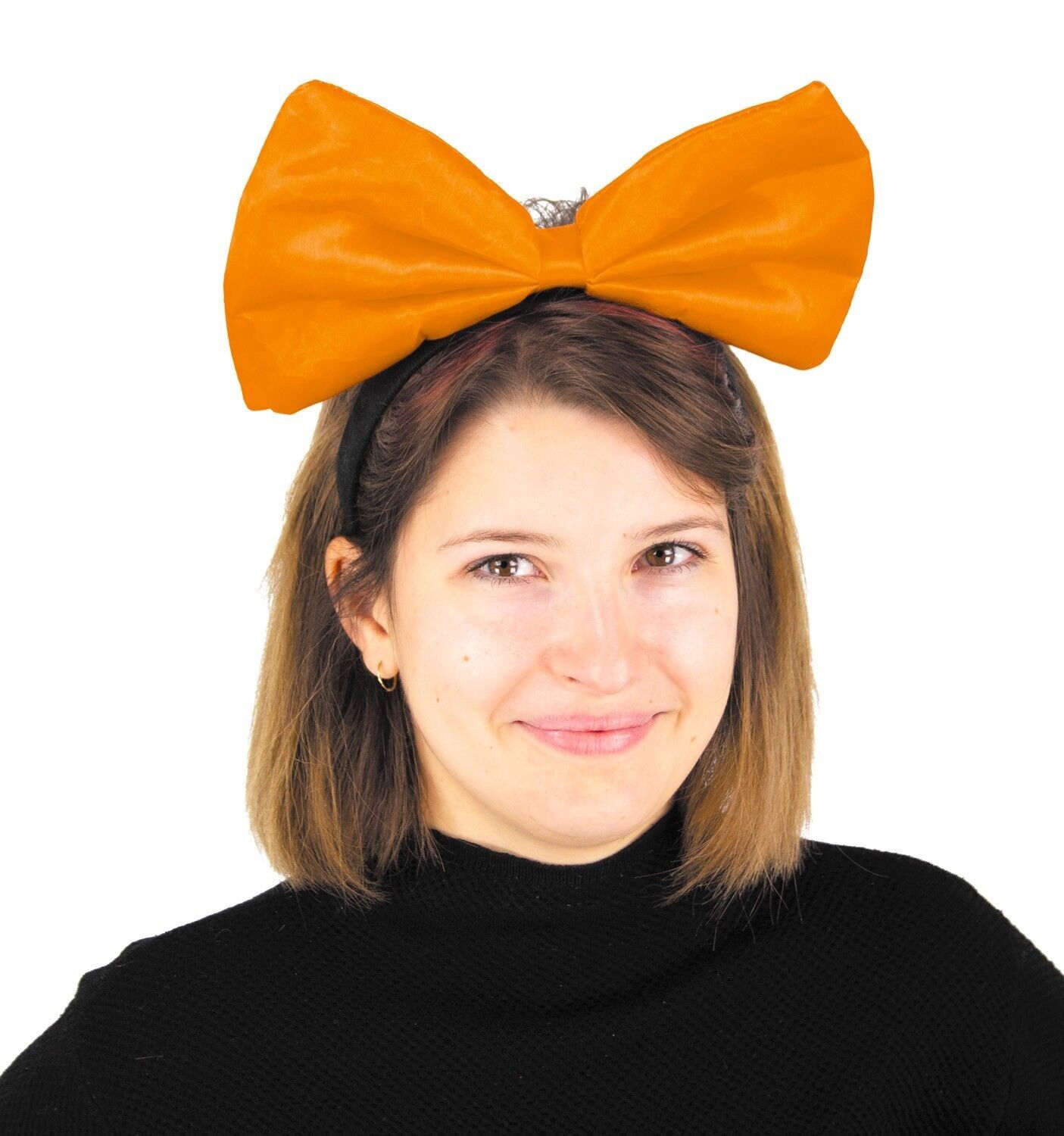 Fascia per capelli con fiocco arancione neon
