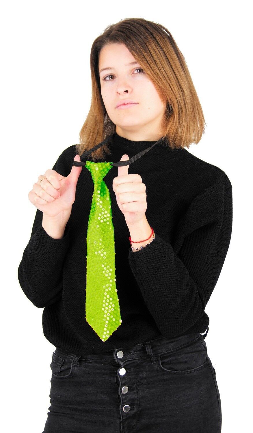 CRAVATTA CON PAILLETTES VERDE NEON