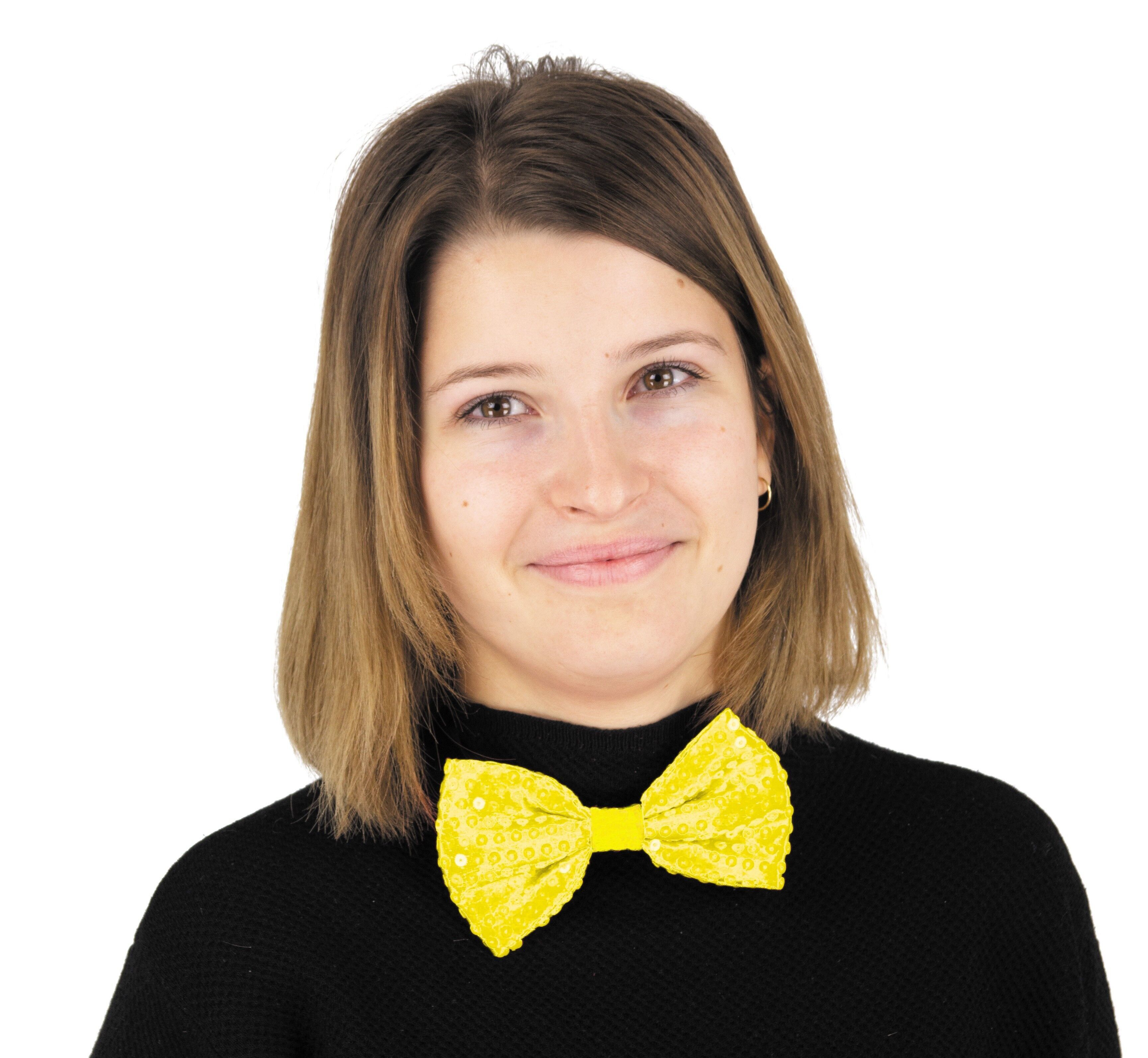 NEON YELLOW SEQUIN BOW TIE
