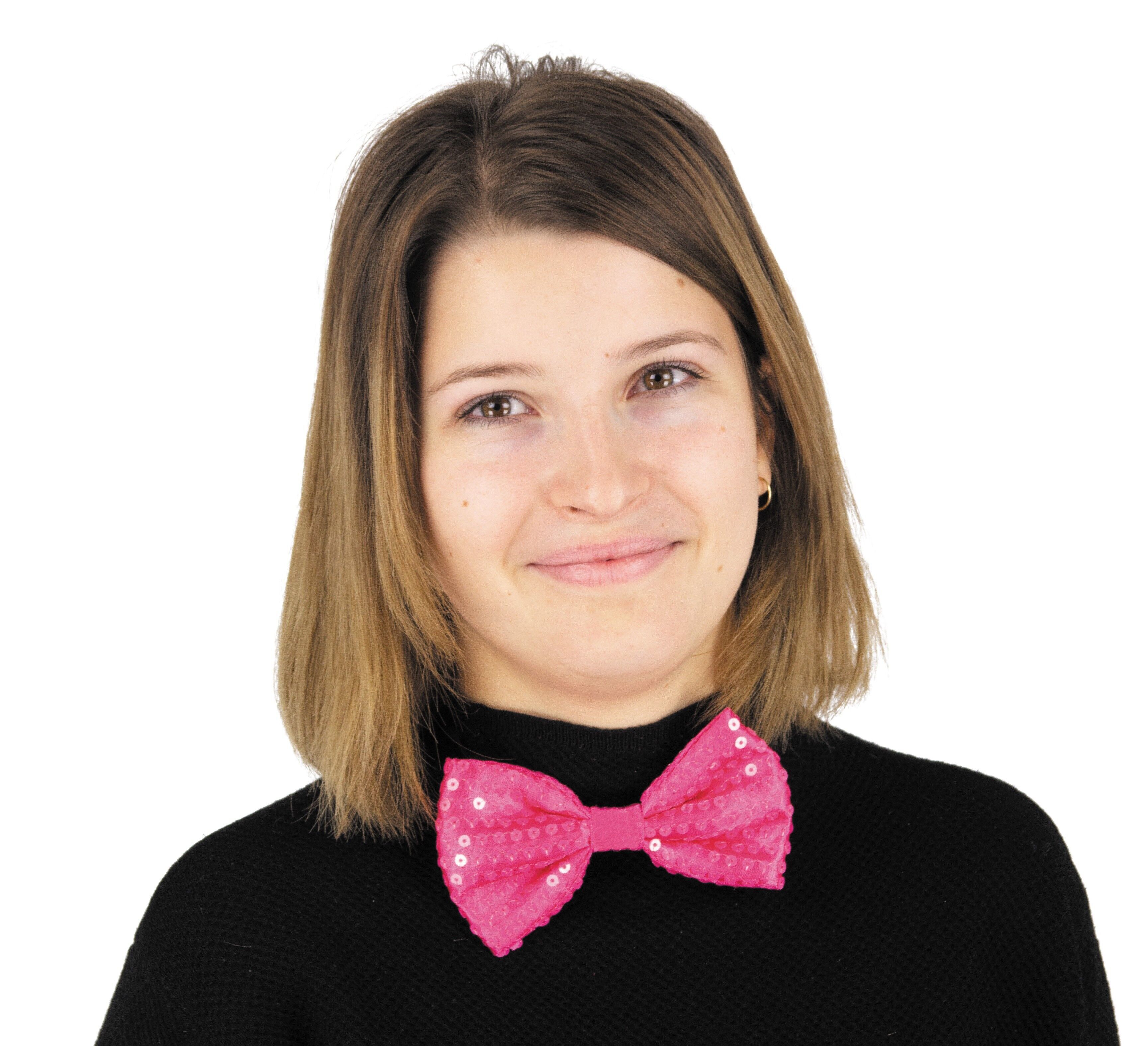 NEON PINK SEQUIN BOW TIE