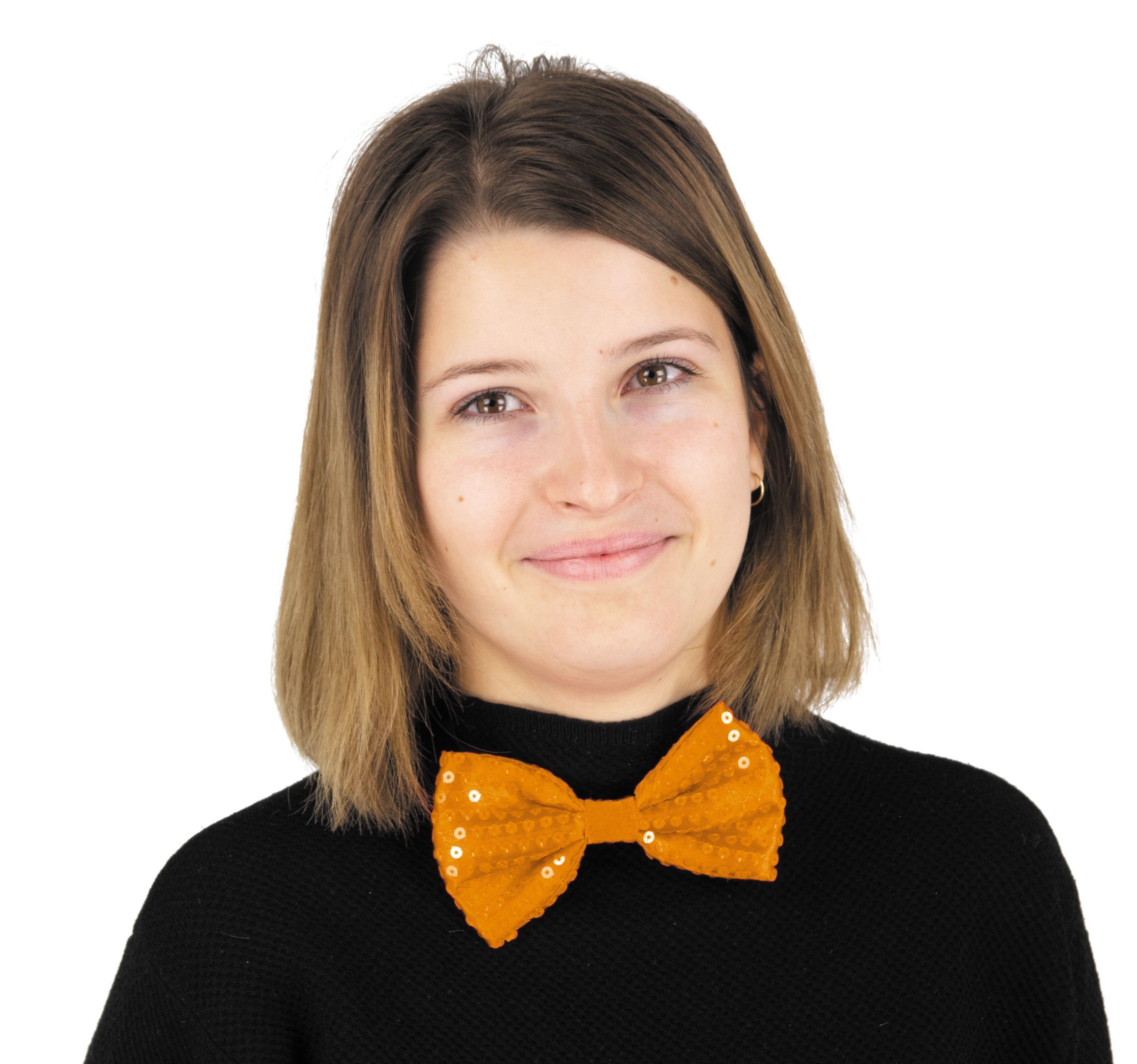 NEON ORANGE SEQUIN BOW TIE