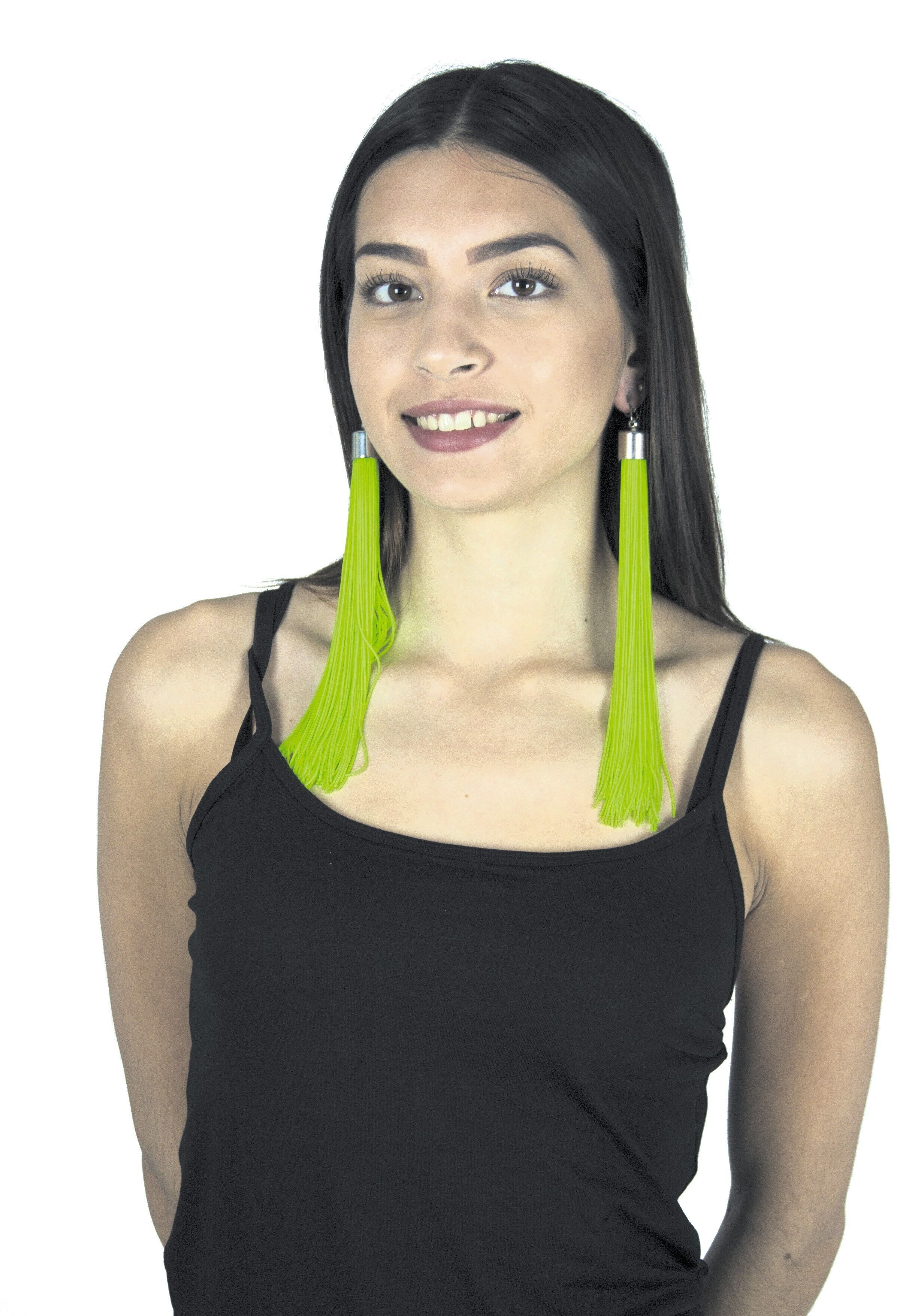 ORECCHINI CON FRANGE VERDE NEON
