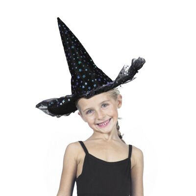 CHAPEAU SORCIERE ETOILES IRISEES LUXE ENFANT