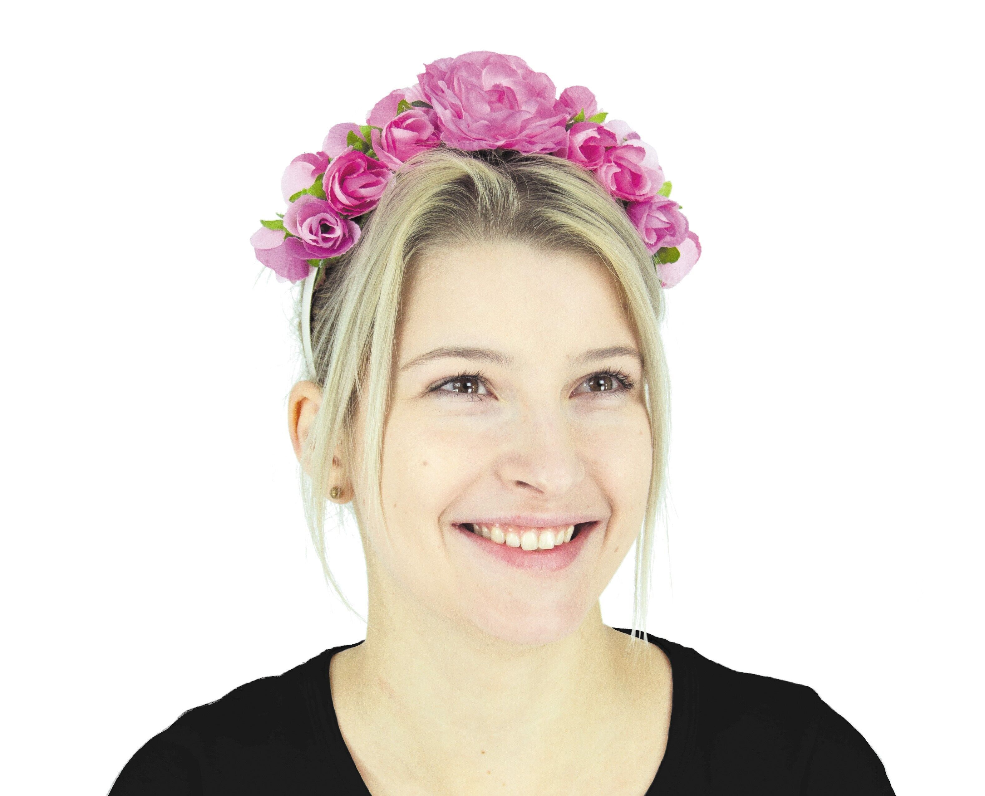 FASCIA PER CAPELLI CON FIORI DI ROSA FRIDA