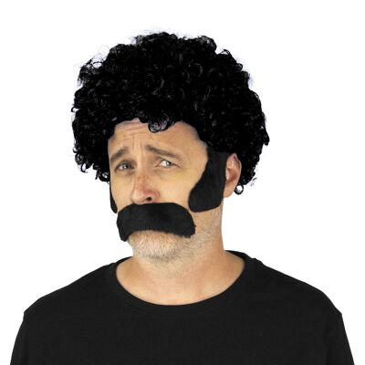CONJUNTO DE BIGOTES Y COSTILLA NEGROS