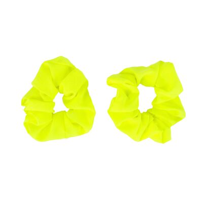 SET OF 2 FLUORESCENT YELLOW SCRUNCHIES