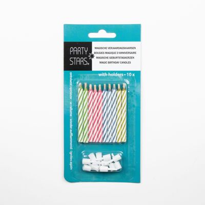 10 MAGIC CANDLES WITH 10 HOLDERS