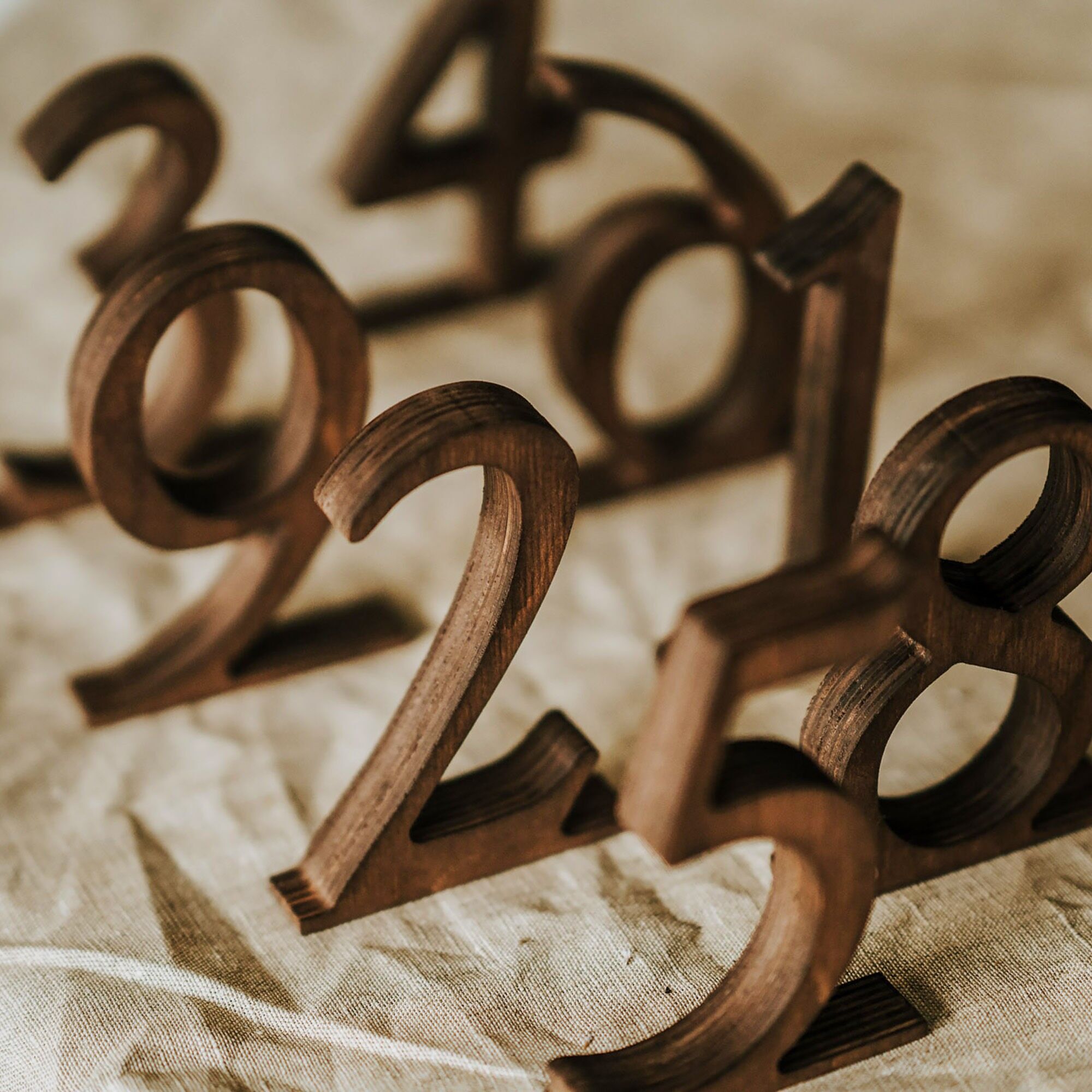 Set of 1–10 Wooden Table Numbers, Freestanding Numbers for Weddings, Events, and Receptions