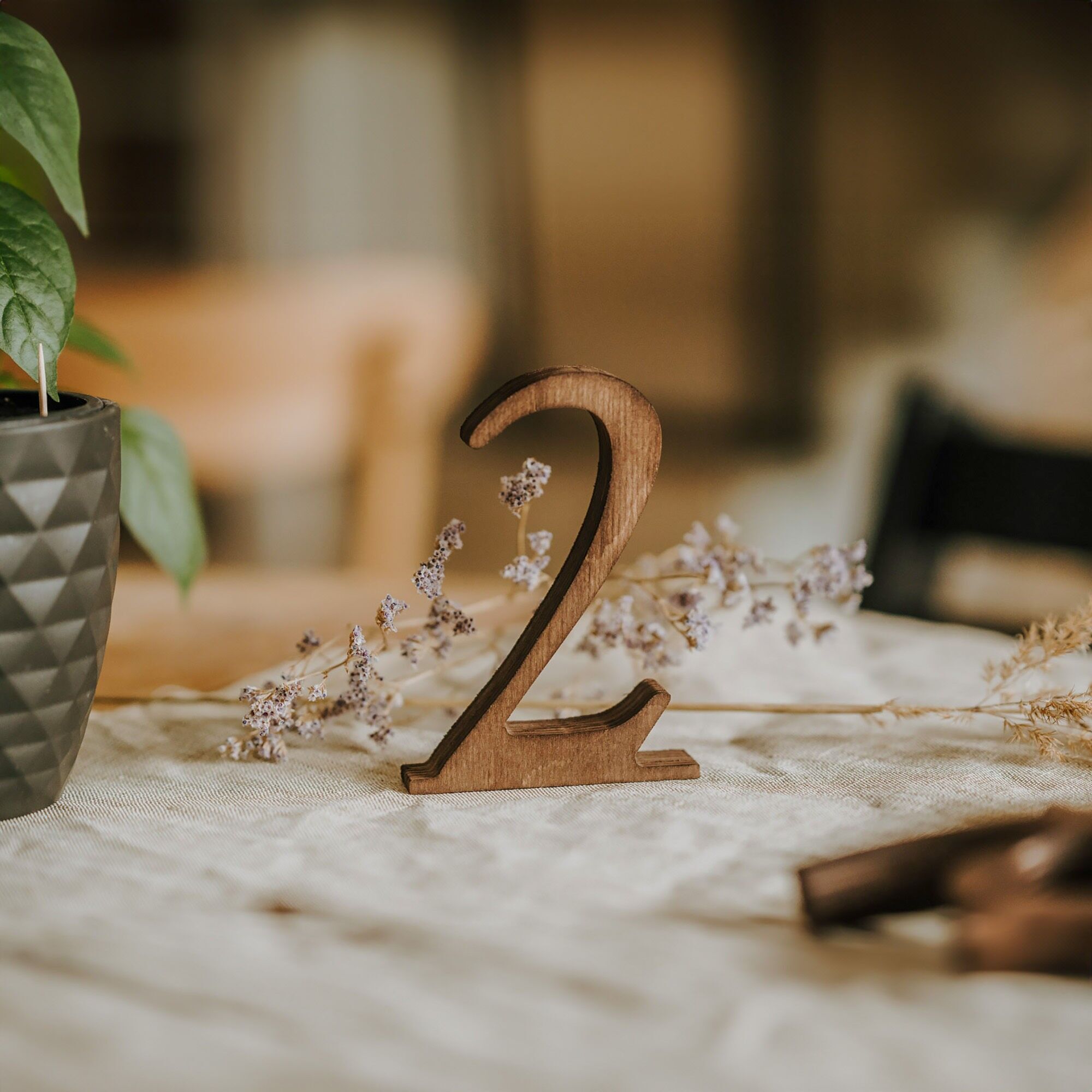 Set of 1–10 Wooden Table Numbers, Freestanding Numbers for Weddings, Events, and Receptions