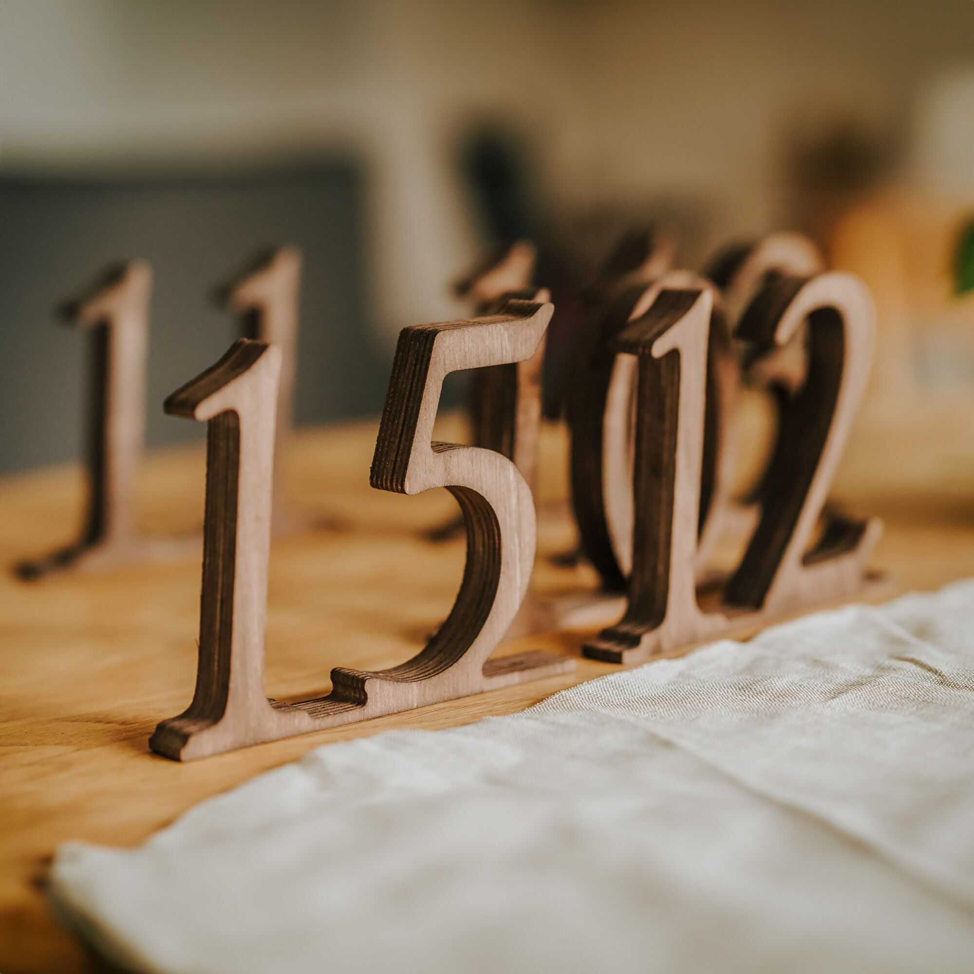 Set of 1–10 Wooden Table Numbers, Freestanding Numbers for Weddings, Events, and Receptions