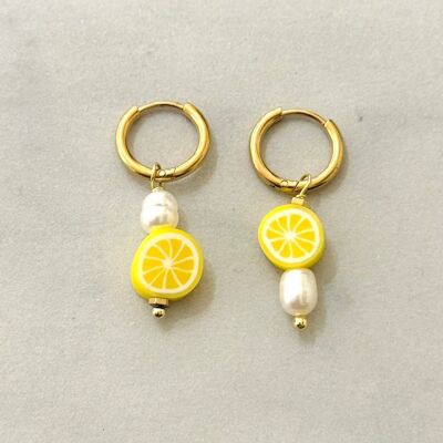 Asymmetric Lemon Hoop Earrings