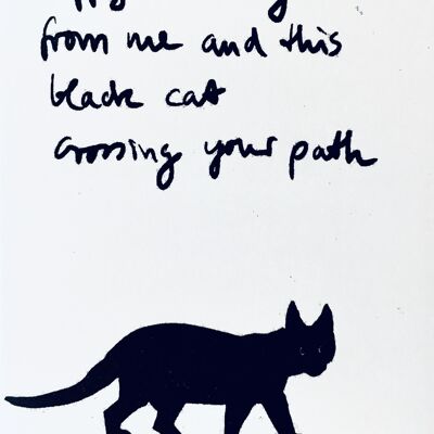 Card black cat happy birthday