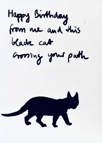 Carte chat noir joyeux anniversaire