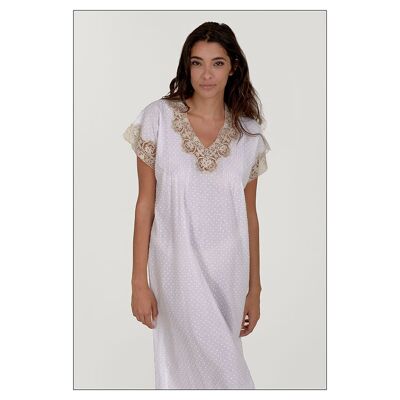 Chemise de nuit VALERIA - plumetis de coton blanc