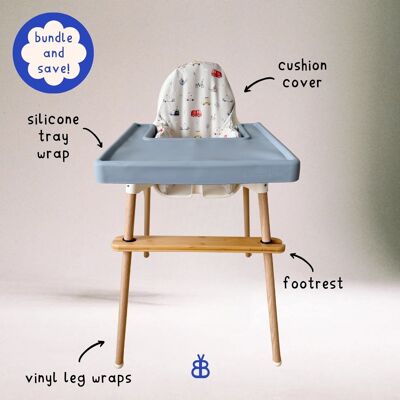 Ensemble d'accessoires pour chaise haute IKEA – Imprimé véhicule
