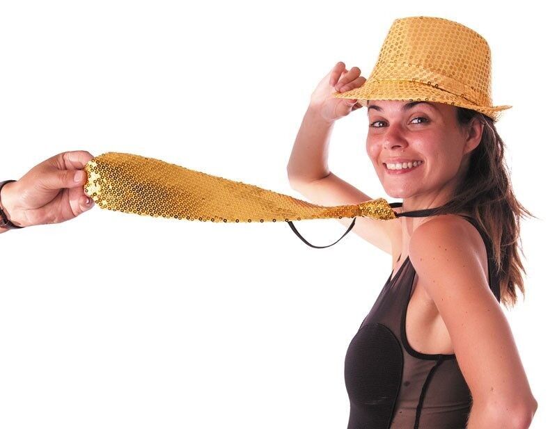 CRAVATTA CON PAILLETTES ORO E CERNIERA