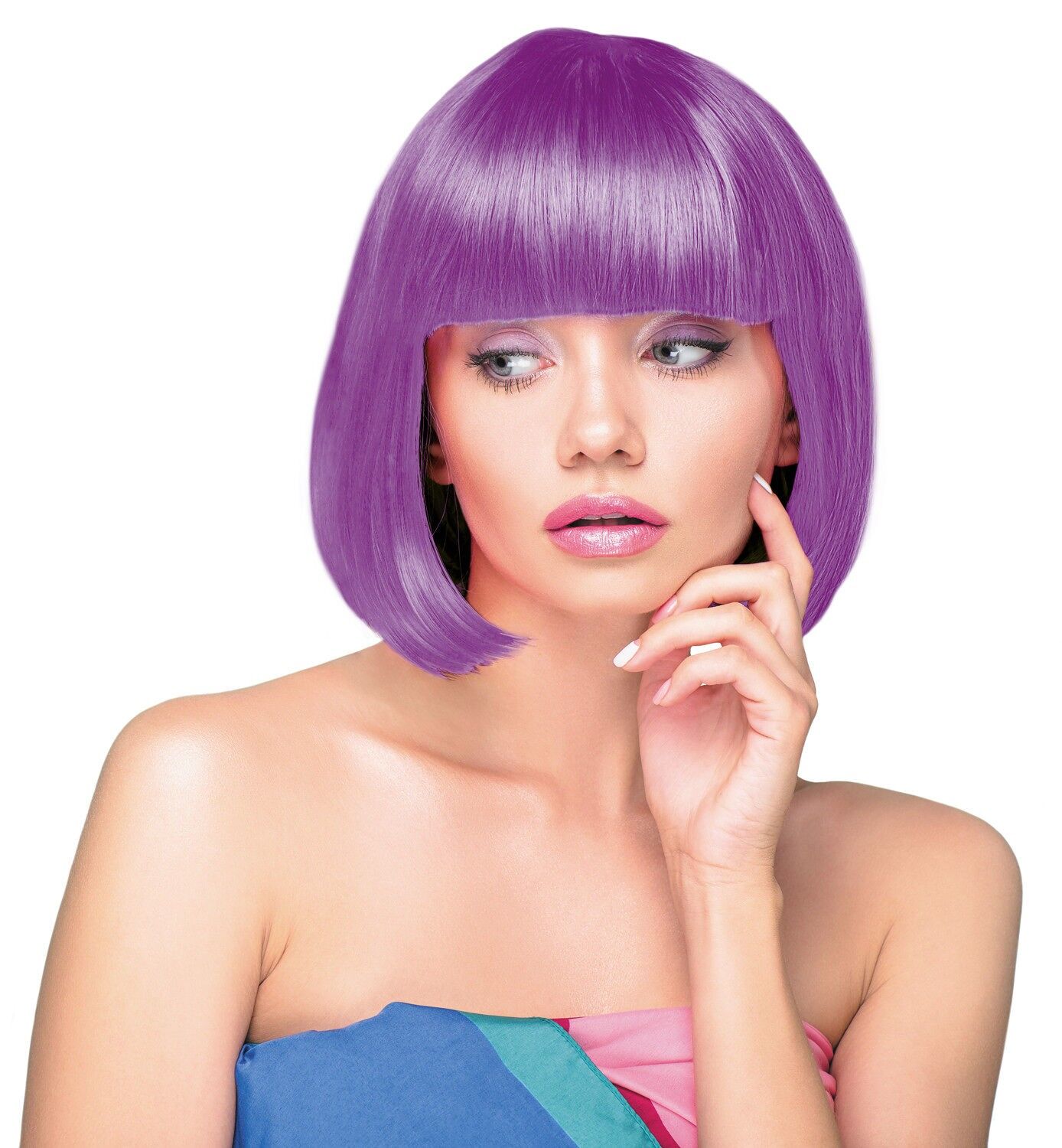 Parrucca da cabaret viola neon