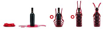 SET - Emballage bouteille VINSTRIP® + TAG beige "It's wine o'clock" 10