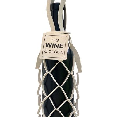 SET - Emballage bouteille VINSTRIP® + TAG beige "It's wine o'clock"