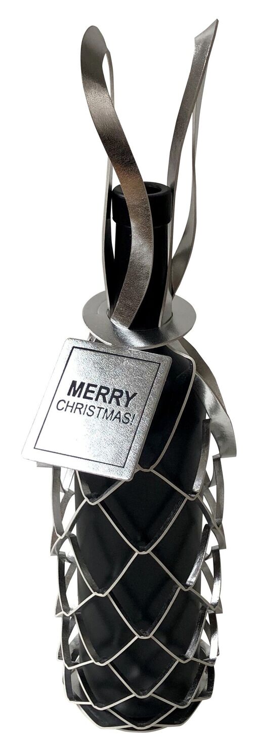 Weihnachts-SET - VINSTRIP® Flaschenverpackung + TAG "MERRY CHRISTMAS!" in SILBER
