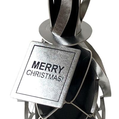 Weihnachts-SET - VINSTRIP® Flaschenverpackung + TAG "MERRY CHRISTMAS!" in SILBER