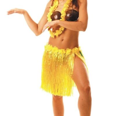 JUPE HAWAI JAUNE LUXE 45CM
