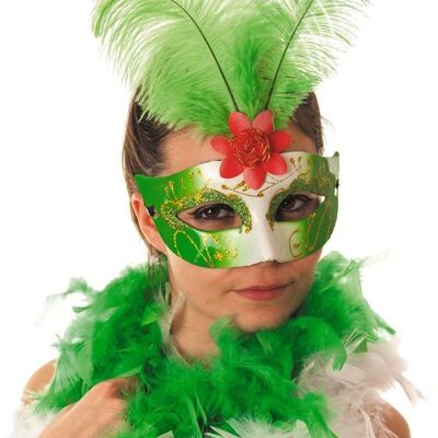 VENETIAN GREEN FEATHER MASK