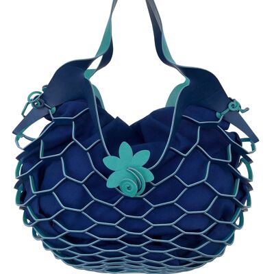 VINSTRIP® BAG - handbag in mesh design petrol / dark blue