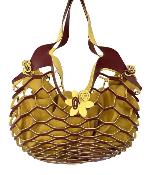 VINSTRIP® BAG - Handtasche im Netzdesign Gelb/Bordeaux