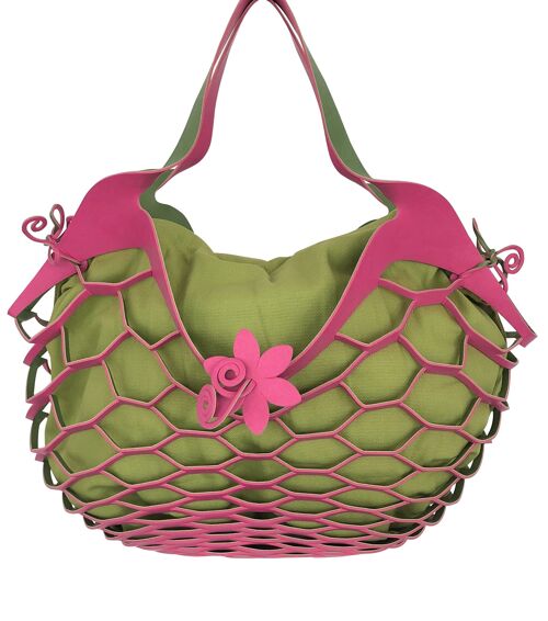 VINSTRIP® BAG - Handtasche im Netzdesign Pink/Olive